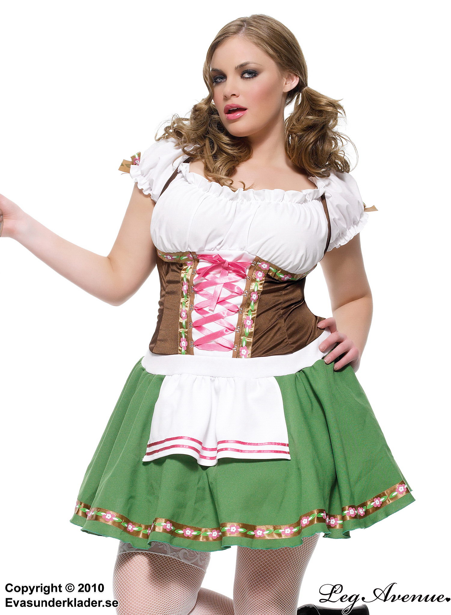 Oktoberfest Waitress Dirndl Dress Costume Lacing Apron Plus Size